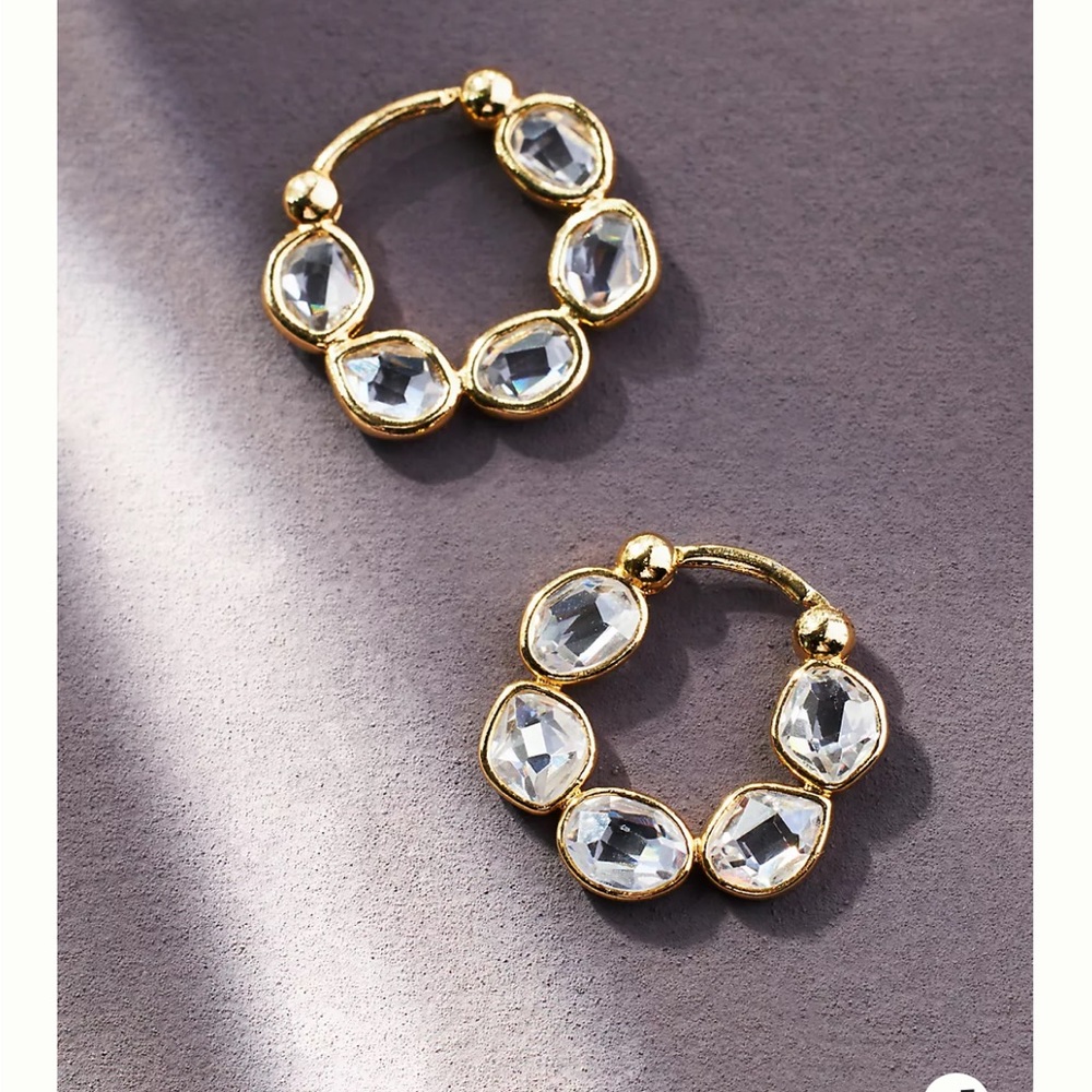 ANTHROPOLIGIE CRYSTAL HUGGIE HOOP EARRINGS
